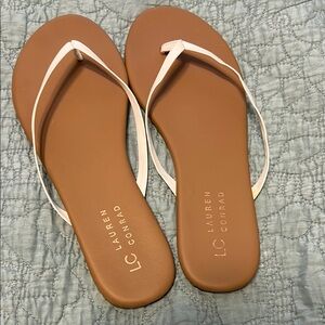 LC Lauren Conrad Women's Brown & Blush Flip Flop Sandals